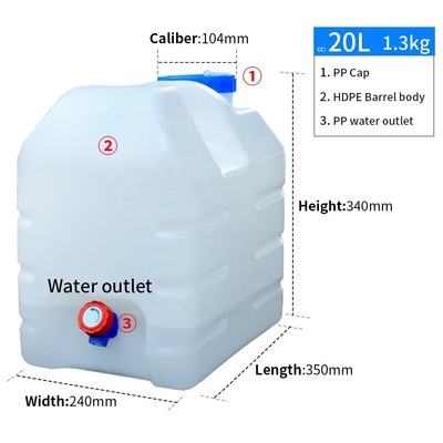 20l танк 350*240*340mm собрания воды 5 галлонов пластиковый на открытом воздухе