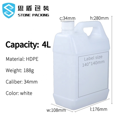 4L HDPE Джерри контейнеров 1 галлона химический может 176*108*280mm