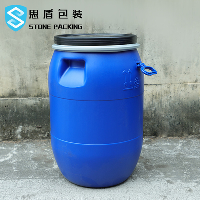 Верхняя часть круглого пластикового бочонка 120l HDPE 100% голубого химического открытая