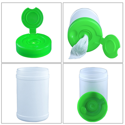 Просвечивающий HDPE завинчивой пробки влажный обтирает пластмасовый контейнер 900g