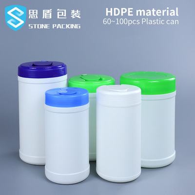 Просвечивающий HDPE завинчивой пробки влажный обтирает пластмасовый контейнер 900g