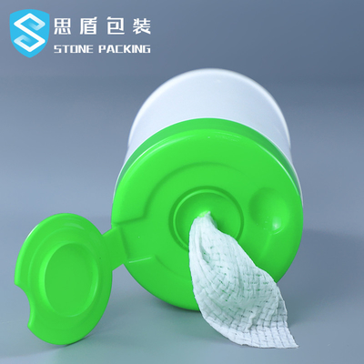 Просвечивающий HDPE завинчивой пробки влажный обтирает пластмасовый контейнер 900g