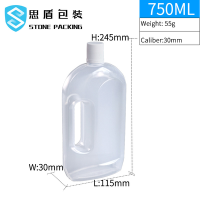 Бутылка 750ml калибра 30mm просвечивающая пластиковая с ручкой